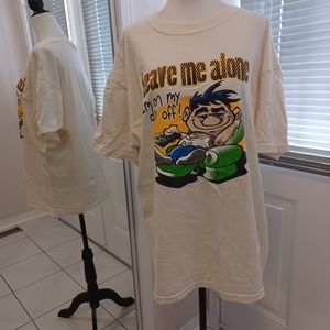 4/$80 Cream Coloured Tee "Leave Me Alone..."  - Size Large